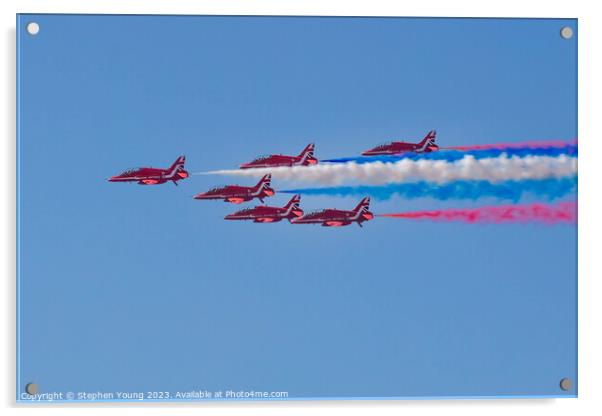 Red Arrows Horizontal Flight Acrylic by Stephen Young