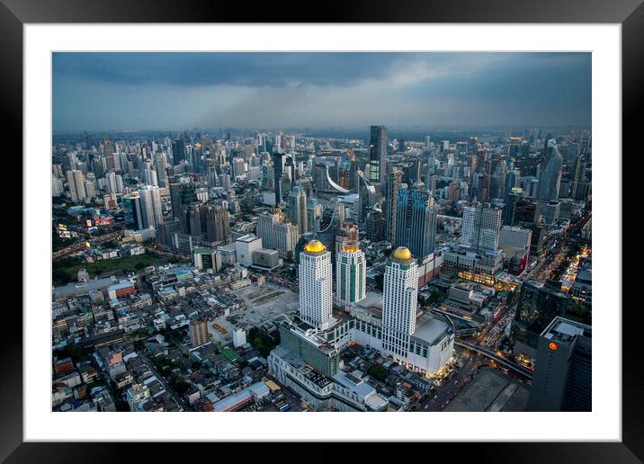 THAILAND BANGKOK CITY SKYLINE Framed Mounted Print by urs flueeler