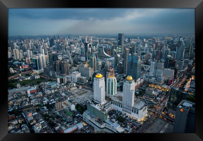 THAILAND BANGKOK CITY SKYLINE Framed Print by urs flueeler