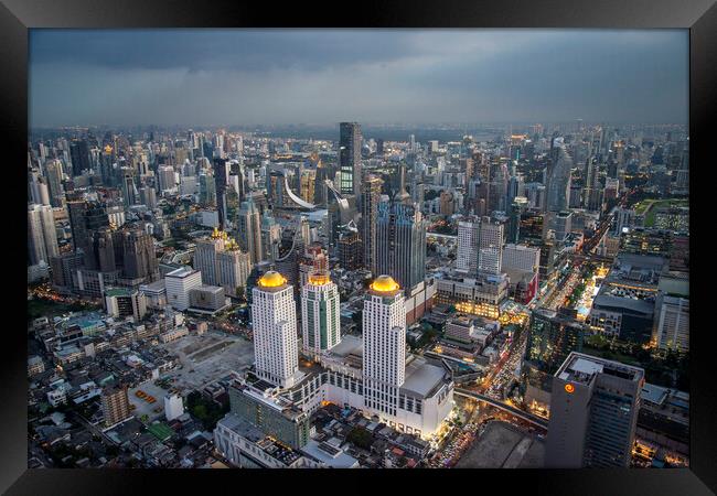 THAILAND BANGKOK CITY SKYLINE Framed Print by urs flueeler