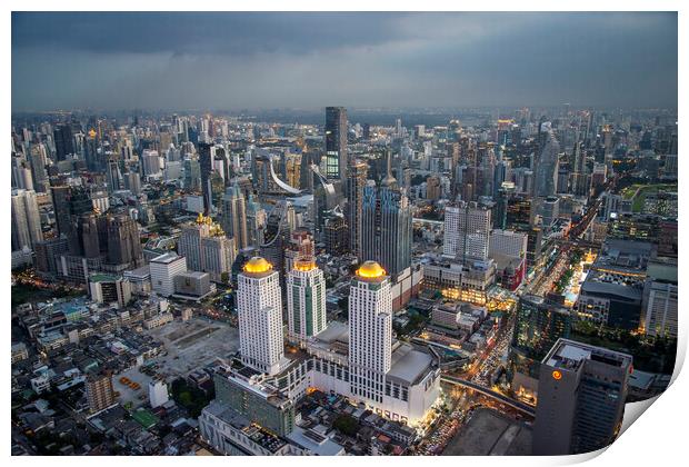 THAILAND BANGKOK CITY SKYLINE Print by urs flueeler