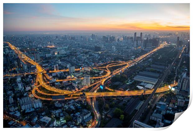 THAILAND BANGKOK CITY SKYLINE Print by urs flueeler