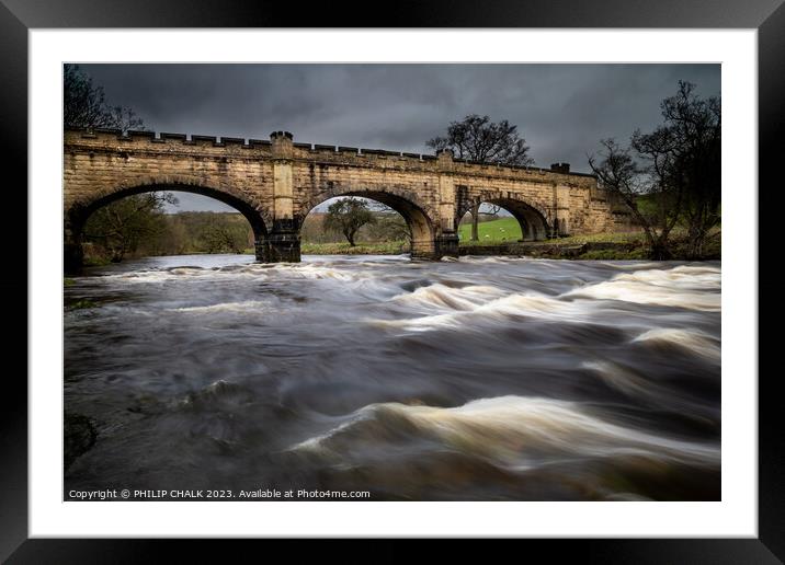  Burnsall  bridge Aqueduct over the river Wharfe 9 Framed Mounted Print by PHILIP CHALK
