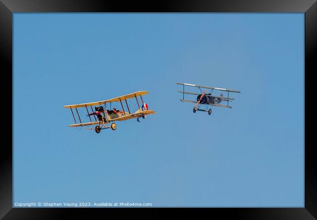 Vintage Biplane and Triplane Framed Print by Stephen Young