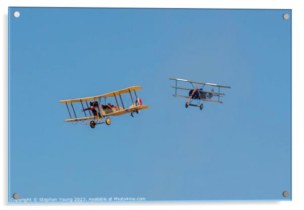 Vintage Biplane and Triplane Acrylic by Stephen Young