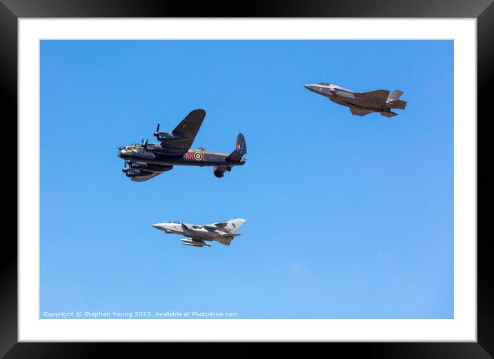 Avro Lancaster, Tornado and F35 Lightning Framed Mounted Print by Stephen Young
