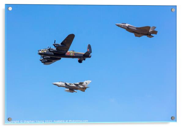 Avro Lancaster, Tornado and F35 Lightning Acrylic by Stephen Young