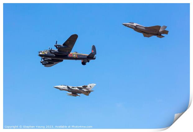 Avro Lancaster, Tornado and F35 Lightning Print by Stephen Young