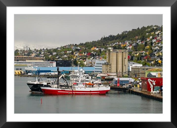 Tromso Harbour and Colourful Houses Norway Framed Mounted Print by Martyn Arnold