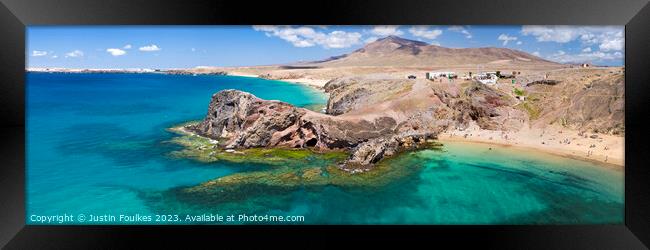  Playa de Papagayo panorama, Lanzarote Framed Print by Justin Foulkes