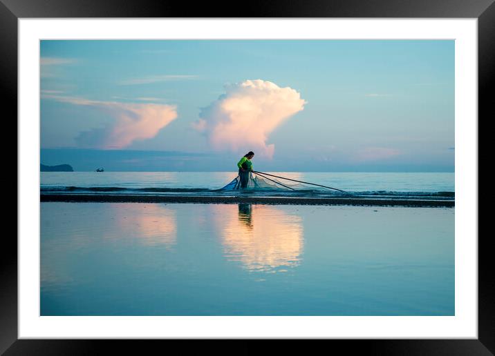 THAILAND PRACHUAP SAM ROI YOT FISHING Framed Mounted Print by urs flueeler