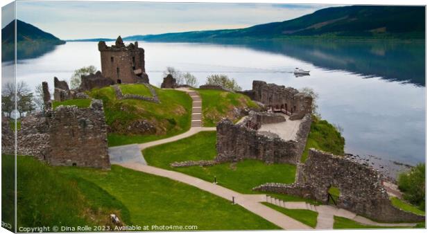 Ancient Ruins Overlooking Serene Loch Ness Canvas Print by Dina Rolle