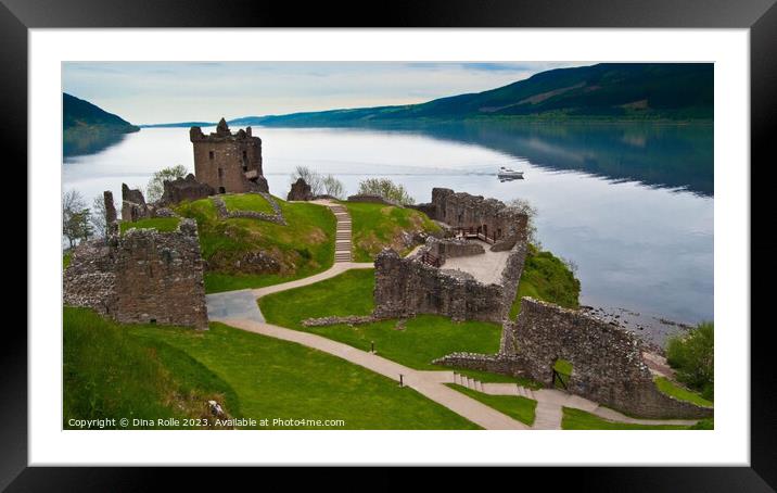 Ancient Ruins Overlooking Serene Loch Ness Framed Mounted Print by Dina Rolle