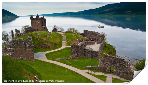 Ancient Ruins Overlooking Serene Loch Ness Print by Dina Rolle