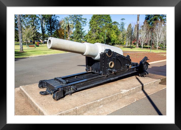 Toowoomba Naval Cannon on the Botanic Gardens Framed Mounted Print by Antonio Ribeiro