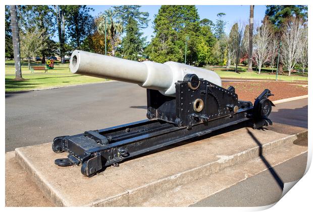 Toowoomba Naval Cannon on the Botanic Gardens Print by Antonio Ribeiro