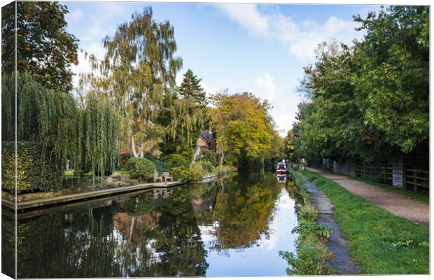 Tranquil Autumn Reflections on Rufford Canal Canvas Print by Jason Wells