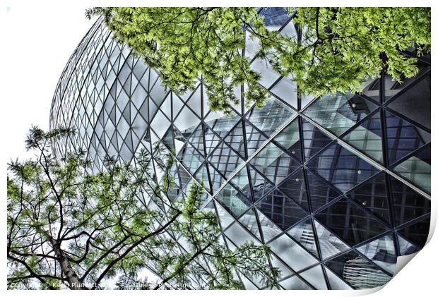 The Gherkin. City of London. Print by Kevin Plunkett