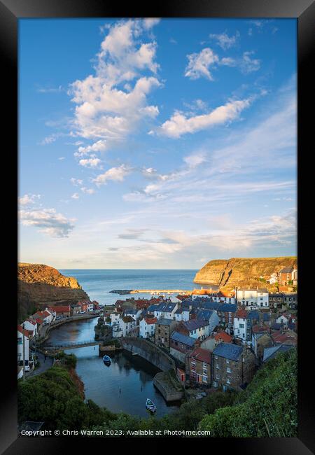 Staithes Harbour North Yorkshire evening light Framed Print by Chris Warren