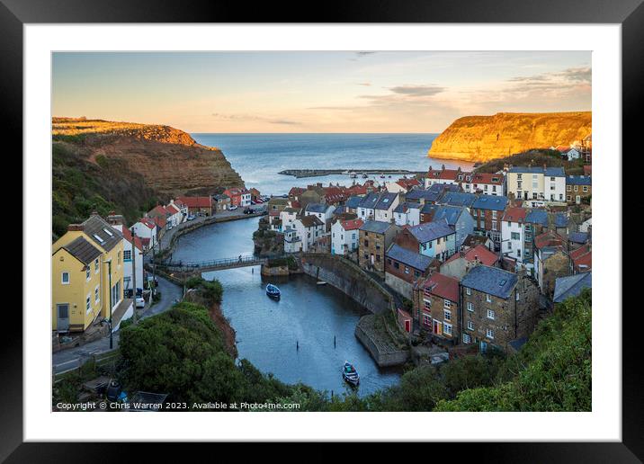 Staithes Harbour North Yorkshire evening light Framed Mounted Print by Chris Warren