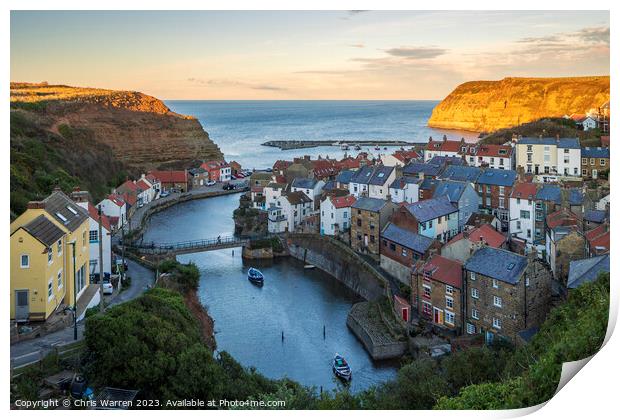 Staithes Harbour North Yorkshire evening light Print by Chris Warren