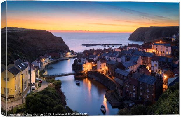 Staithes Harbour North Yorkshire England twilight Canvas Print by Chris Warren