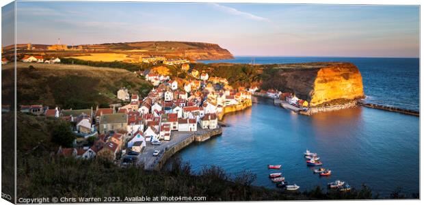 Early morning light Staithes Harbour Yorkshire  Canvas Print by Chris Warren