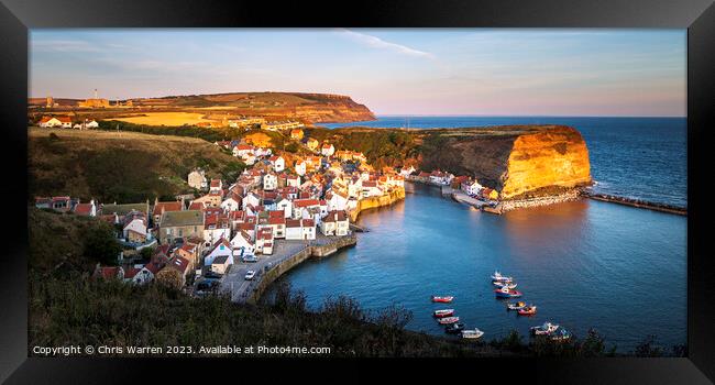 Early morning light Staithes Harbour Yorkshire  Framed Print by Chris Warren