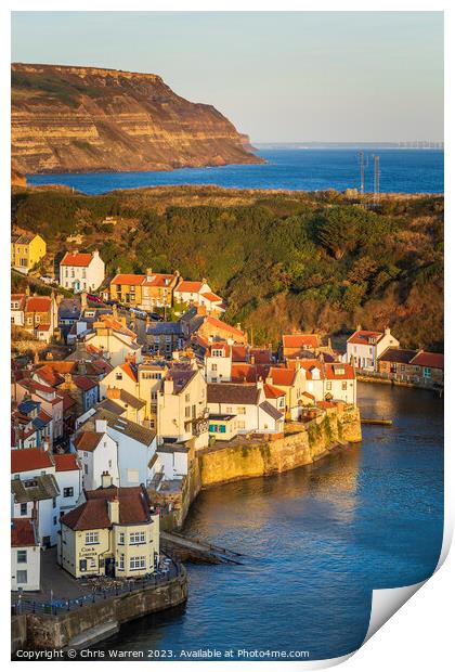 Early morning light Staithes Harbour Yorkshire  Print by Chris Warren