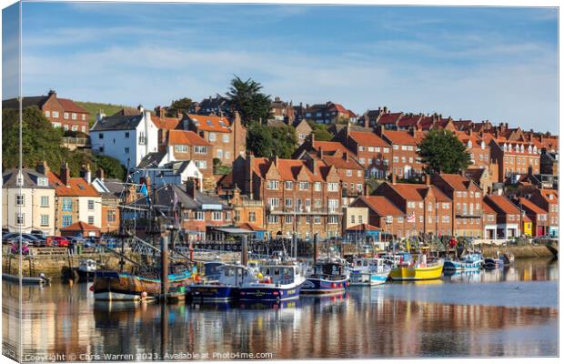 Boats on River Esk reflections Whitby Yorkshire Canvas Print by Chris Warren