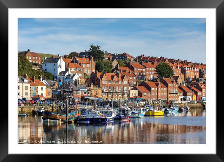 Boats on River Esk reflections Whitby Yorkshire Framed Mounted Print by Chris Warren