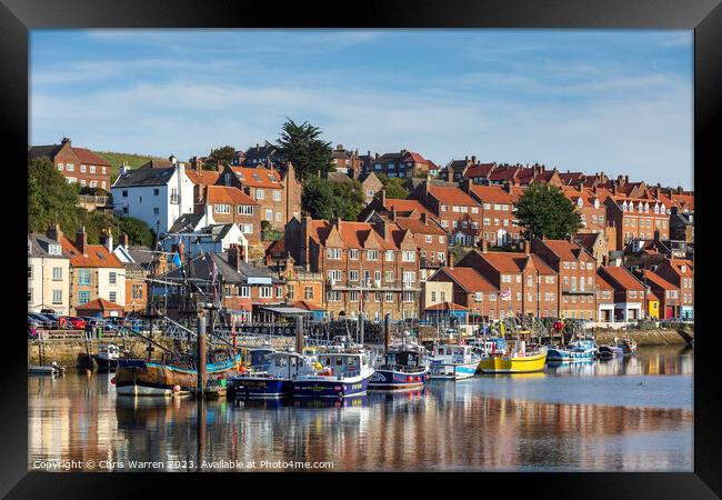 Boats on River Esk reflections Whitby Yorkshire Framed Print by Chris Warren