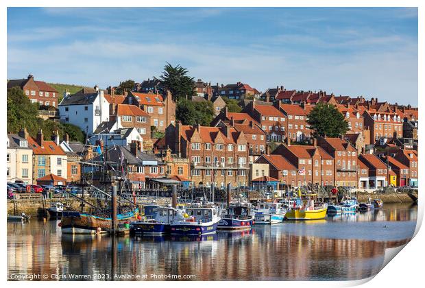 Boats on River Esk reflections Whitby Yorkshire Print by Chris Warren