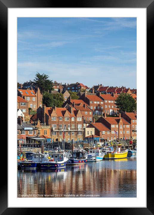 Boats on River Esk reflections Whitby Yorkshire Framed Mounted Print by Chris Warren