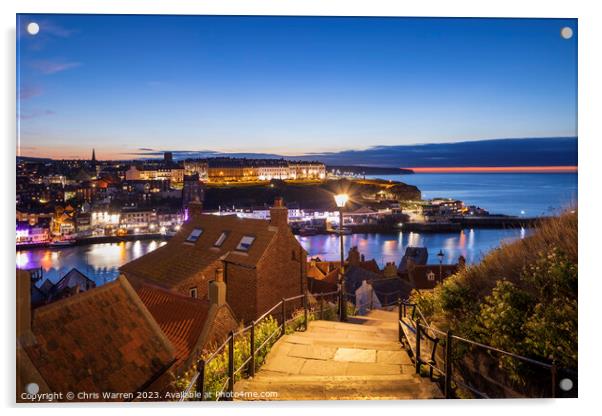 Steps to the Harbour Whitby North Yorkshire Acrylic by Chris Warren
