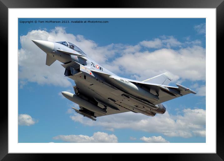 "Effortless Grace: A Fighter Jet Pierces the Cloud Framed Mounted Print by Tom McPherson