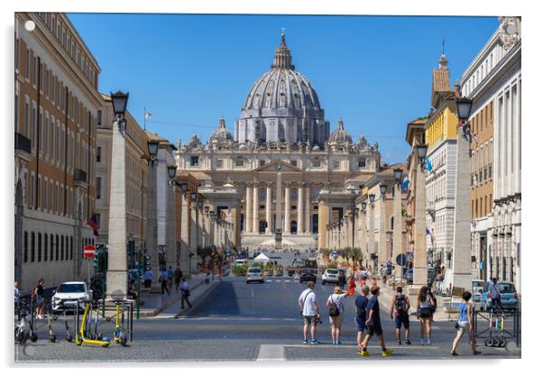 St Peter Basilica And Via della Conciliazione Acrylic by Artur Bogacki