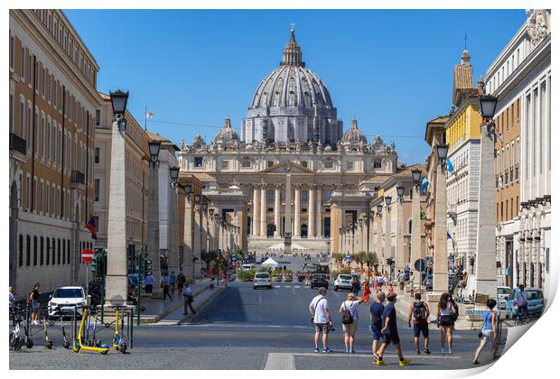 St Peter Basilica And Via della Conciliazione Print by Artur Bogacki