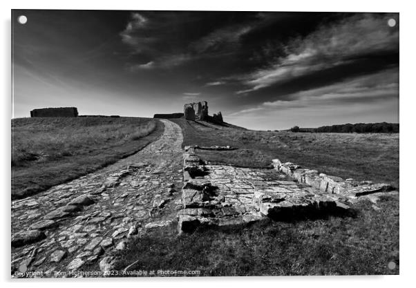 "Resilient Ruins: A Monochrome Glimpse of Duffus C Acrylic by Tom McPherson