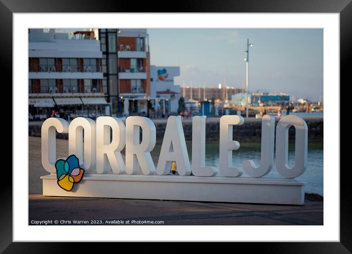 Corralejo sign town beach Corralejo Fuerteventura Framed Mounted Print by Chris Warren