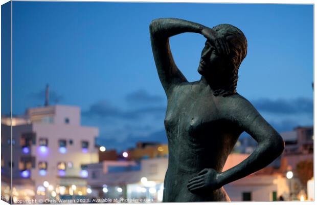 Monument on Quayside Fuerteventura Spain  Canvas Print by Chris Warren