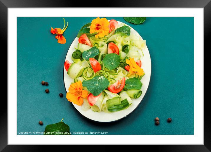 Fresh healthy salad with flowers nasturtium Framed Mounted Print by Mykola Lunov Mykola