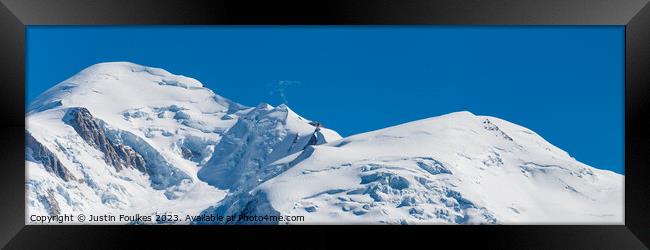 Mont Blanc and Gouter route panorama Framed Print by Justin Foulkes