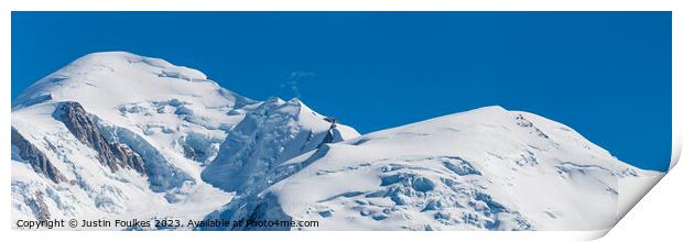 Mont Blanc and Gouter route panorama Print by Justin Foulkes