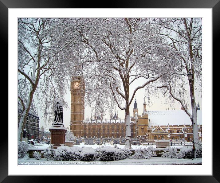 Snowy Day In Westminster Framed Mounted Print by Igor Alifanov