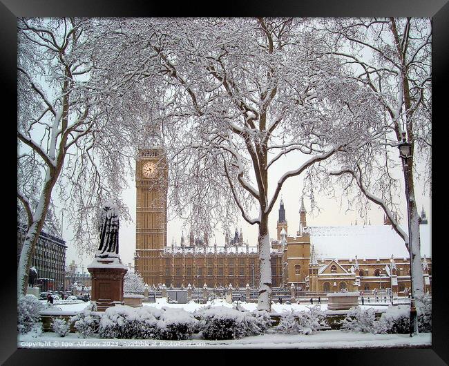 Snowy Day In Westminster Framed Print by Igor Alifanov