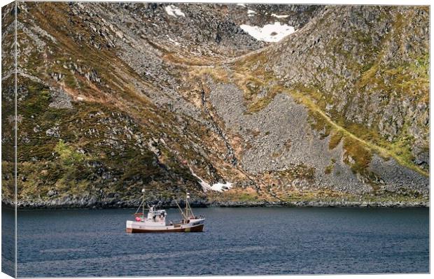Fishing Boat in Honningsvag, Arctic Norway Canvas Print by Martyn Arnold