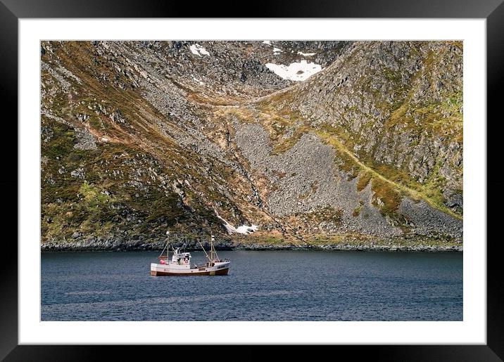Fishing Boat in Honningsvag, Arctic Norway Framed Mounted Print by Martyn Arnold