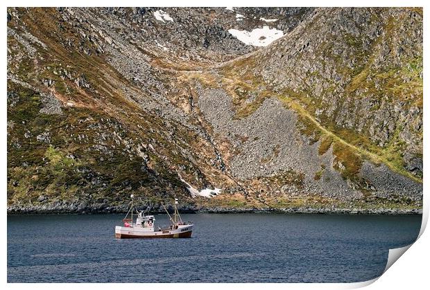 Fishing Boat in Honningsvag, Arctic Norway Print by Martyn Arnold