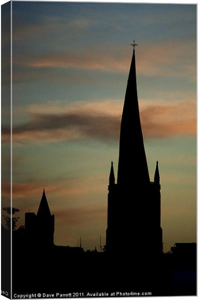 Chesterfield Crooked Spire Silhouette and Sunset Canvas Print by Daves Photography